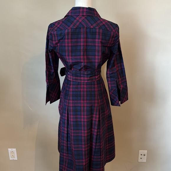 Talbots Petites Tartan Plaid Holiday Dress 8P Pink and Navy - Picture 5 of 7